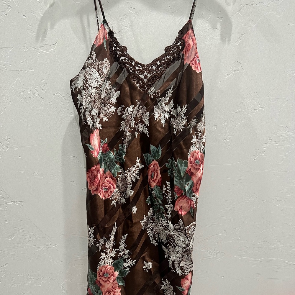 Floral Lace Trim Slip Dress